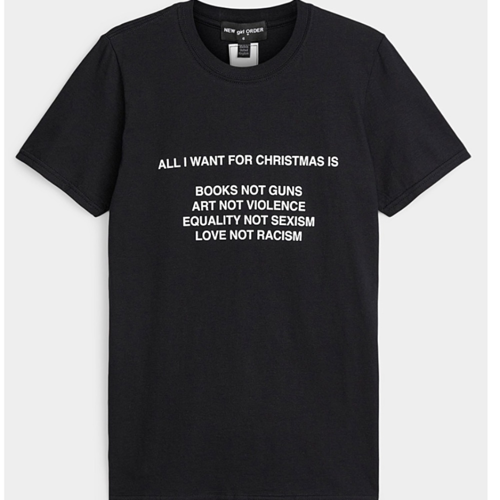 New Girl Order oversized Christmas wishes values tee made in UK NWT